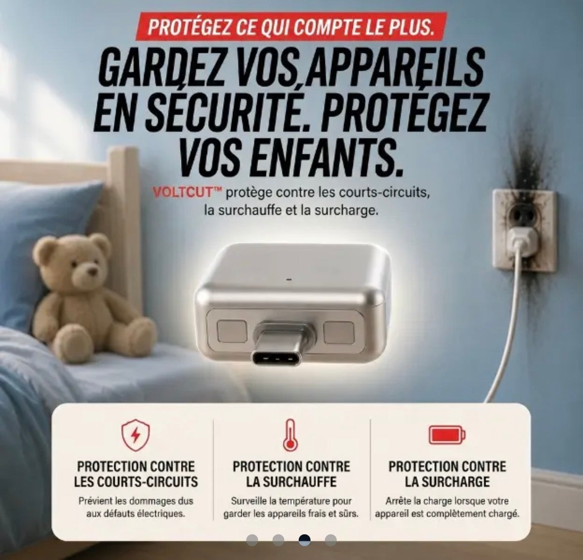 ⚡️Coupure Automatique instantanée, prévention incendie et surchauffe, compatible avec tous les Appareils USB-C.